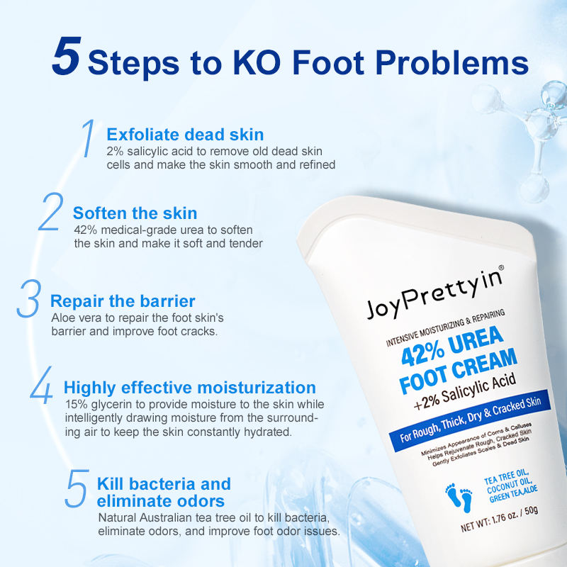 Organic Foot Cream with Urea 42%, Repairs Cracked Heels, Exfoliating Anti Crack Peeling Dead Skin Removal Foot Care