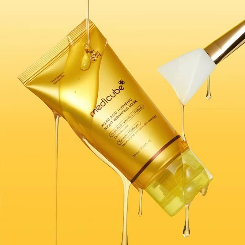 medicube Kojic Acid Turmeric Overnight Wrapping Peel Off Mask – Brightens & Defends Against Skin Stress for a Clear, Glowing Complexion