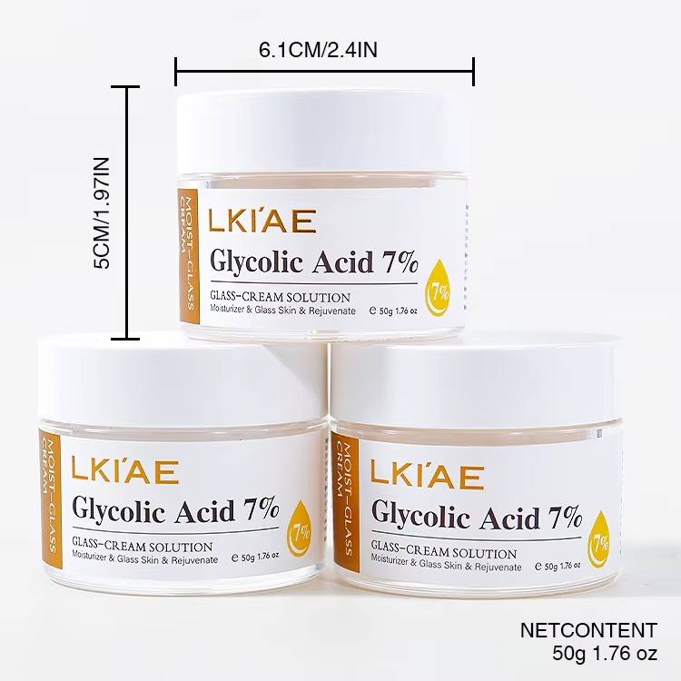 Glycolic Acid 7% Hydrating Exfoliating Beauty Face Cream for Glass Like Glowing Skin