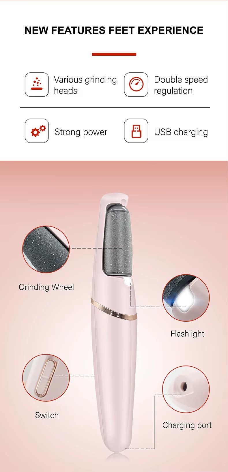 Rechargeable Electric Foot File Callus Remover for smooth soft feet
