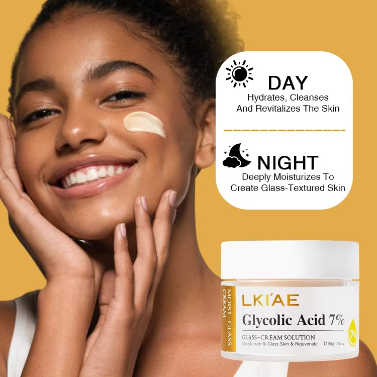 Glycolic Acid 7% Hydrating Exfoliating Beauty Face Cream for Glass Like Glowing Skin