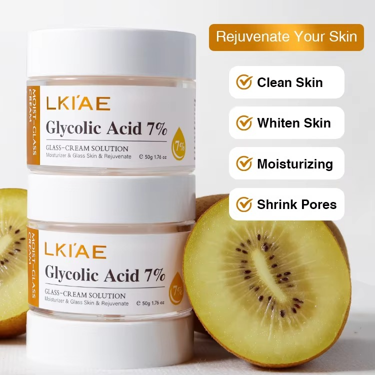 Glycolic Acid 7% Hydrating Exfoliating Beauty Face Cream for Glass Like Glowing Skin