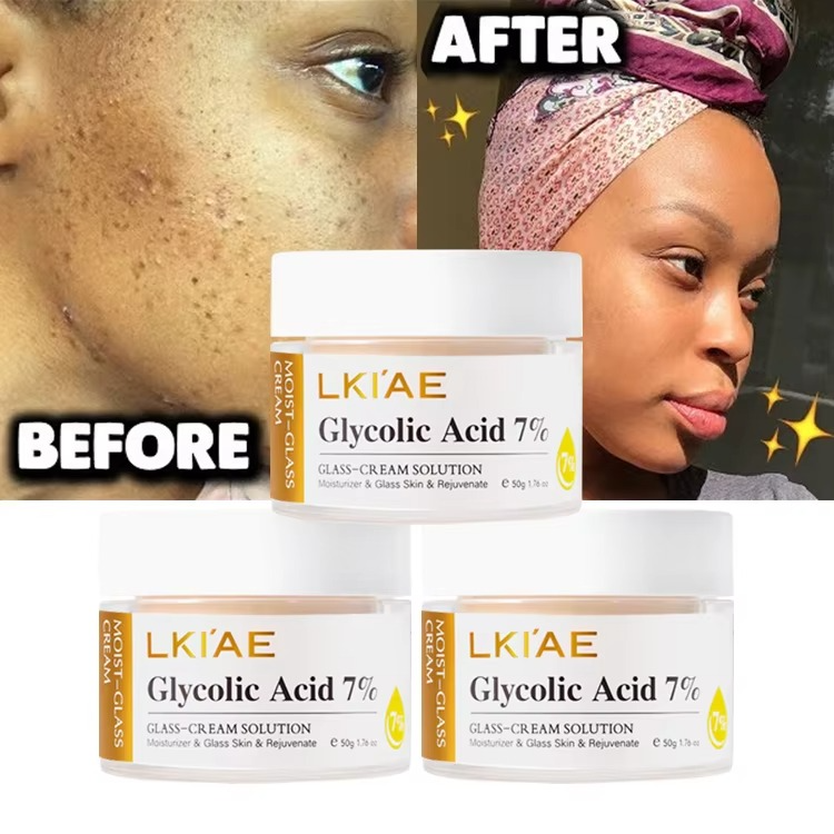 Glycolic Acid 7% Hydrating Exfoliating Beauty Face Cream for Glass Like Glowing Skin
