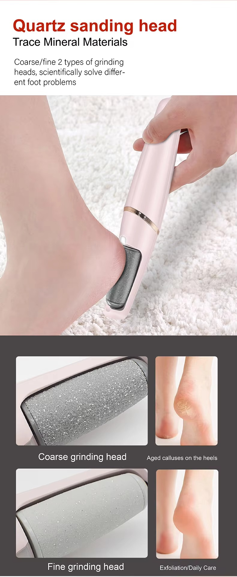 Rechargeable Electric Foot File Callus Remover for smooth soft feet