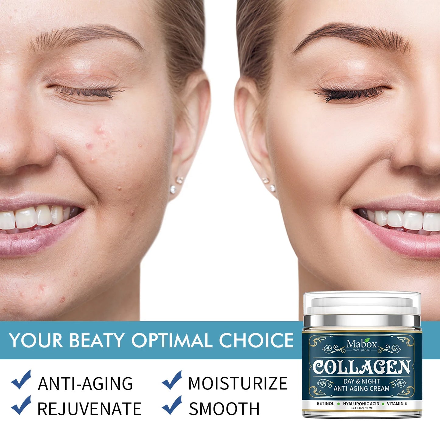 Mabox Natural Collagen Anti Aging with Retinol, Vitamin E Day And Night Face Collagen Cream