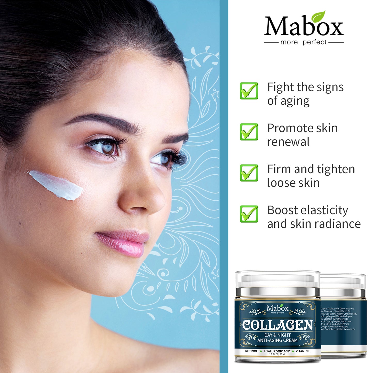 Mabox Natural Collagen Anti Aging with Retinol, Vitamin E Day And Night Face Collagen Cream