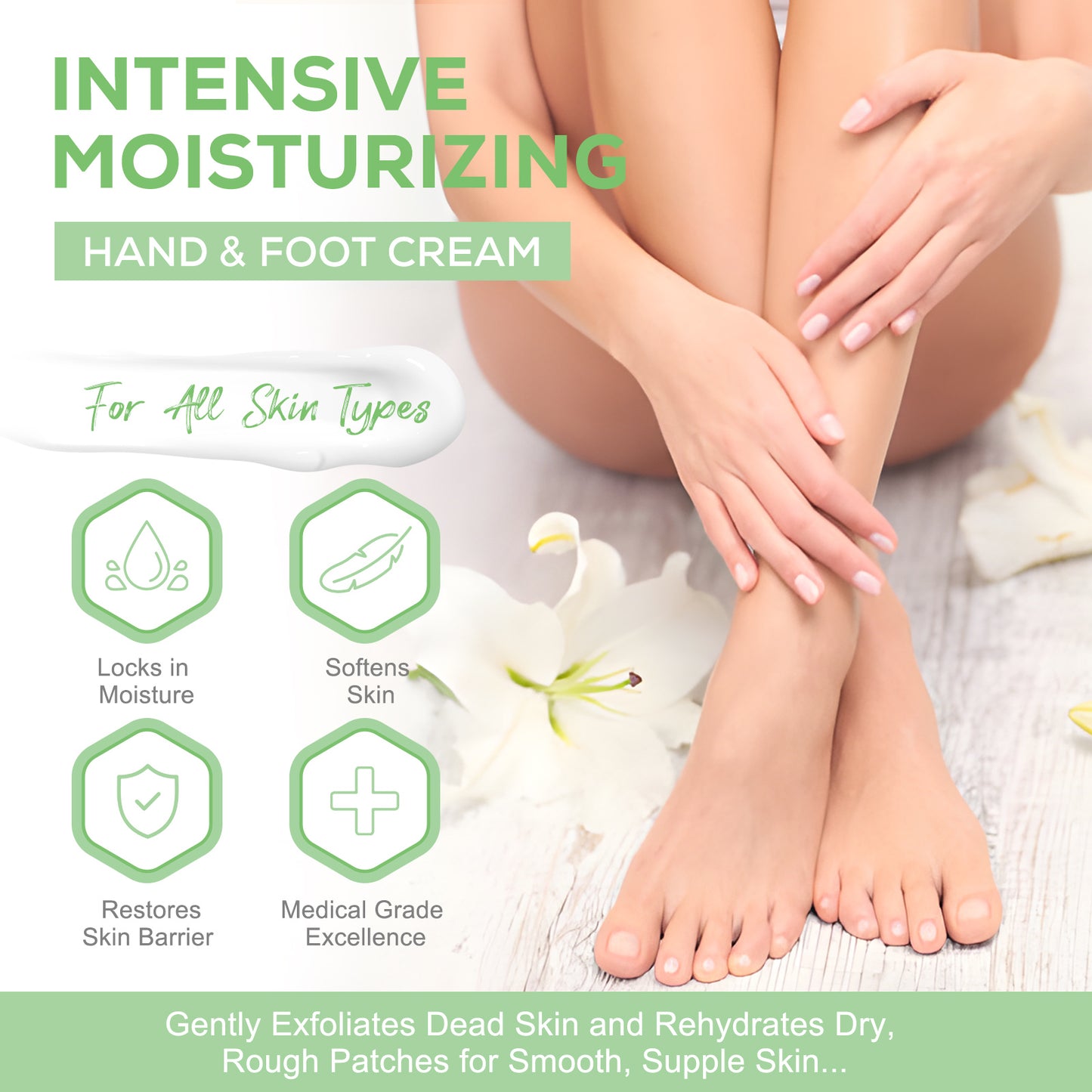 YECUCE 40% Urea Foot Cream, Softens Heels, Callouses, Moisturizes Rough Dry Cracked Feet and Hands