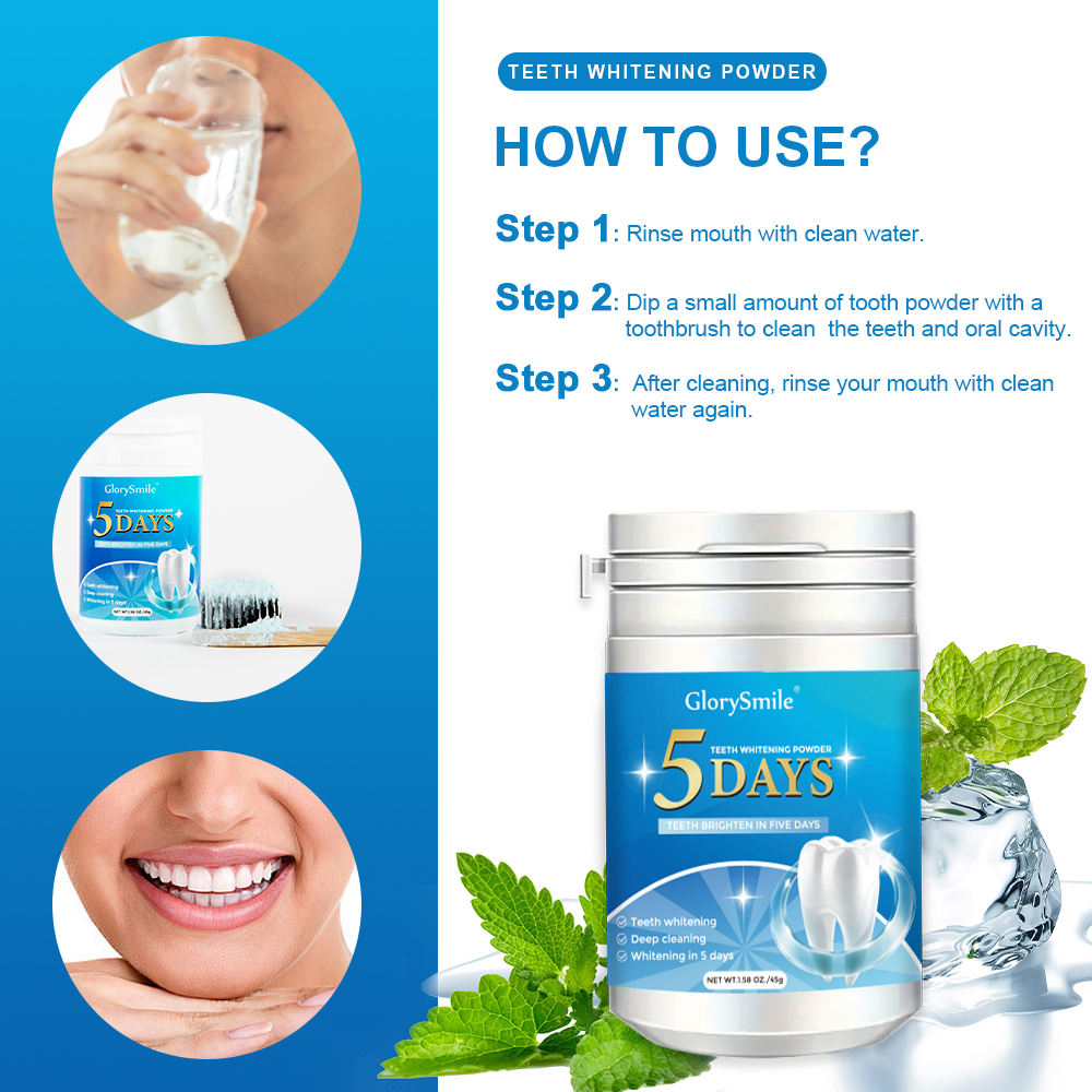 2pack Glory Smile 5 Days All Natural Teeth whitening Powder
