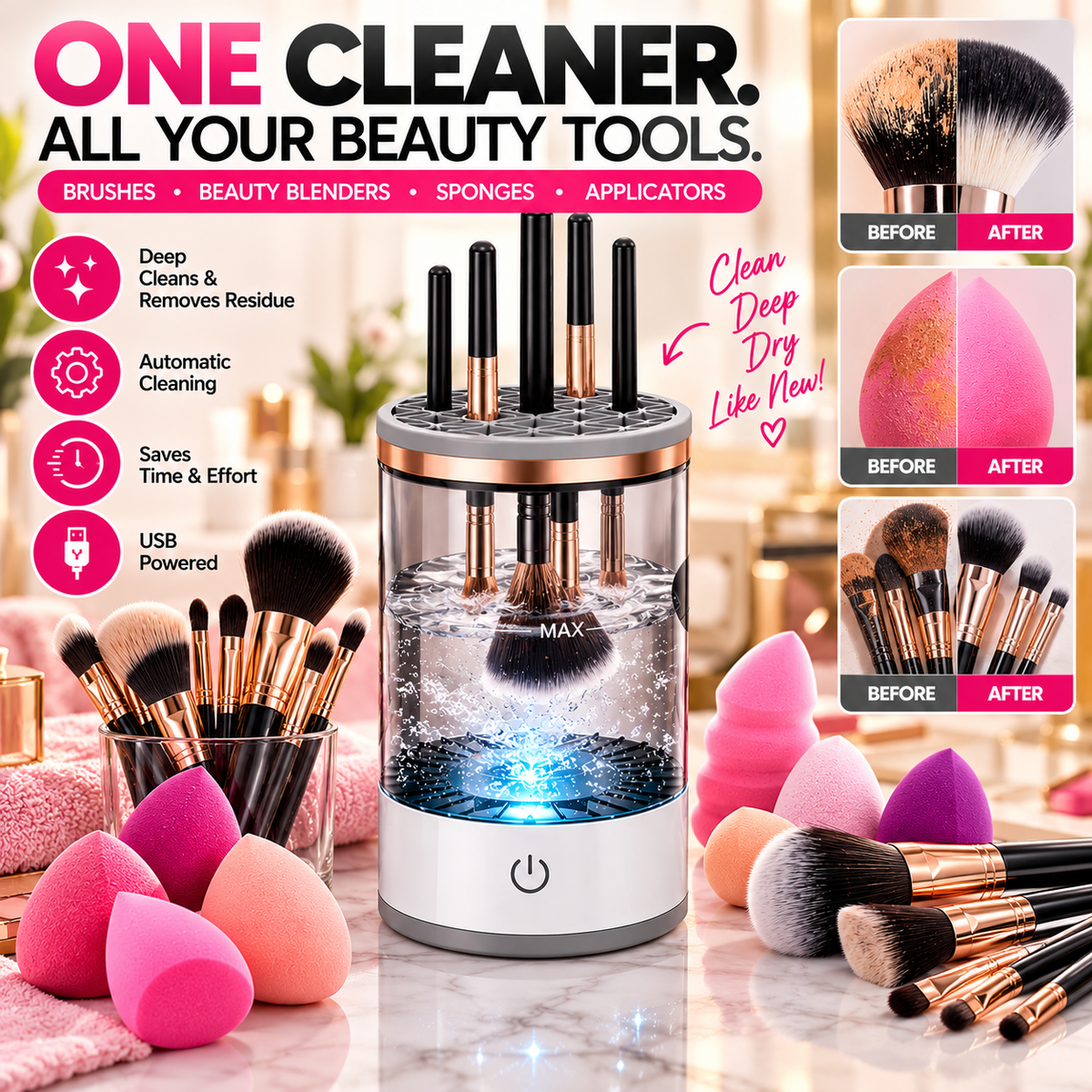 Automatic Makeup Brush & Beauty Blender Cleaner