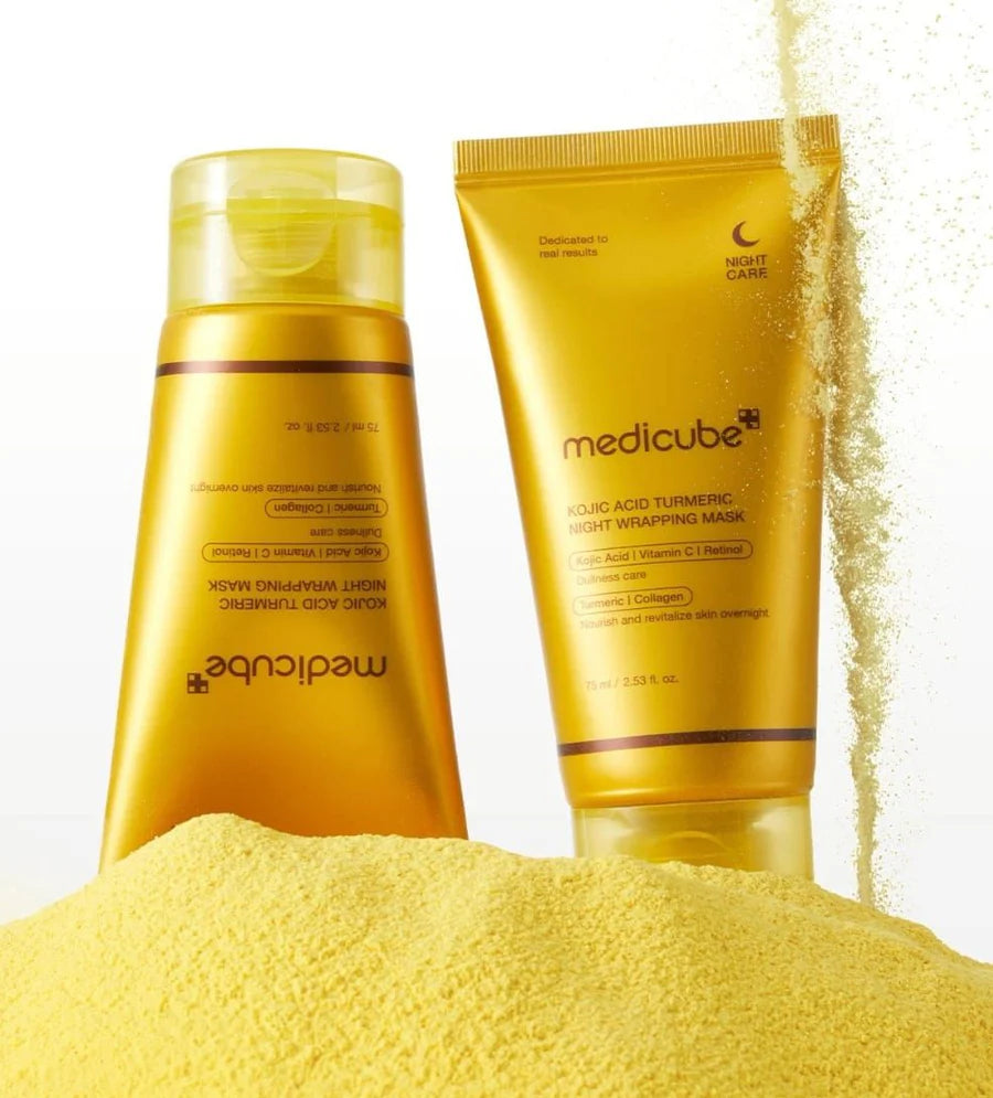 medicube Kojic Acid Turmeric Overnight Wrapping Peel Off Mask – Brightens & Defends Against Skin Stress for a Clear, Glowing Complexion