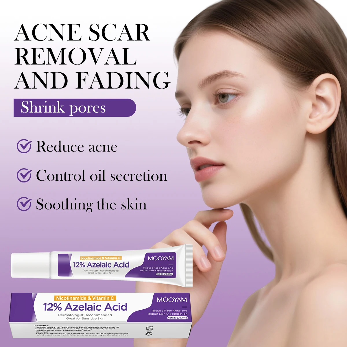 12%Azelaic Acid Cream with Niacinamide and Vitamin C for acne Prone Skin, Sensitive Skin, Large Pores and Pigmentation