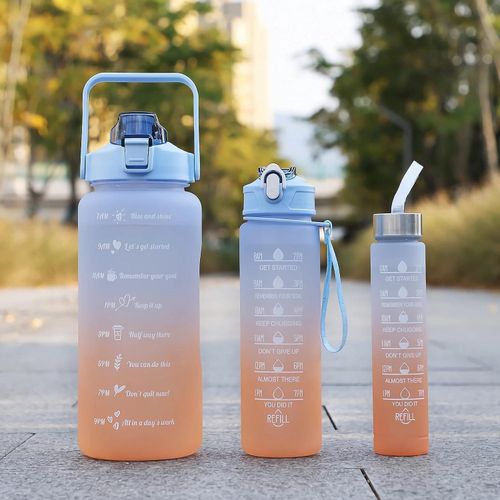 3pcs Water Bottle Set 2000ml, 900ml and 500ml Gradient Plastic Water Bottles BPA Free