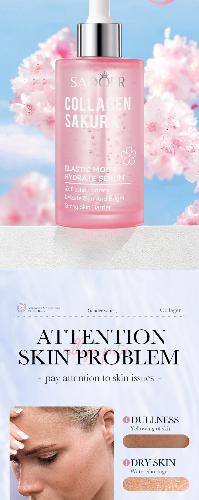 SADOER Sakura Collagen Elastic Moisturizing Essence Serum