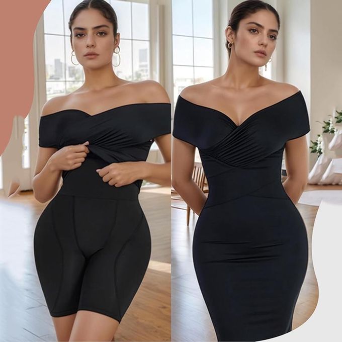 High waist Padded hips Shapewear with Tummy Control - Black