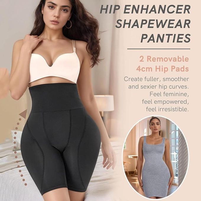 High waist Padded hips Shapewear with Tummy Control - Black