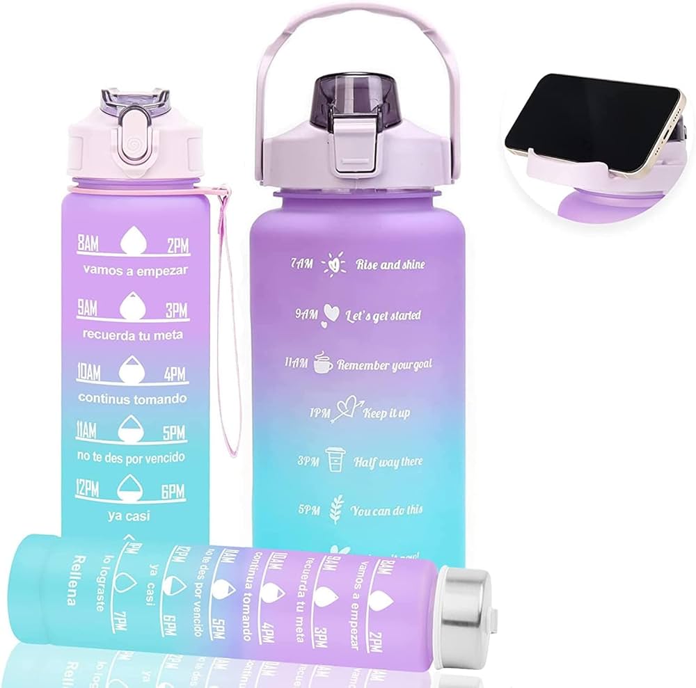 3pcs Water Bottle Set 2000ml, 900ml and 500ml Gradient Plastic Water Bottles BPA Free