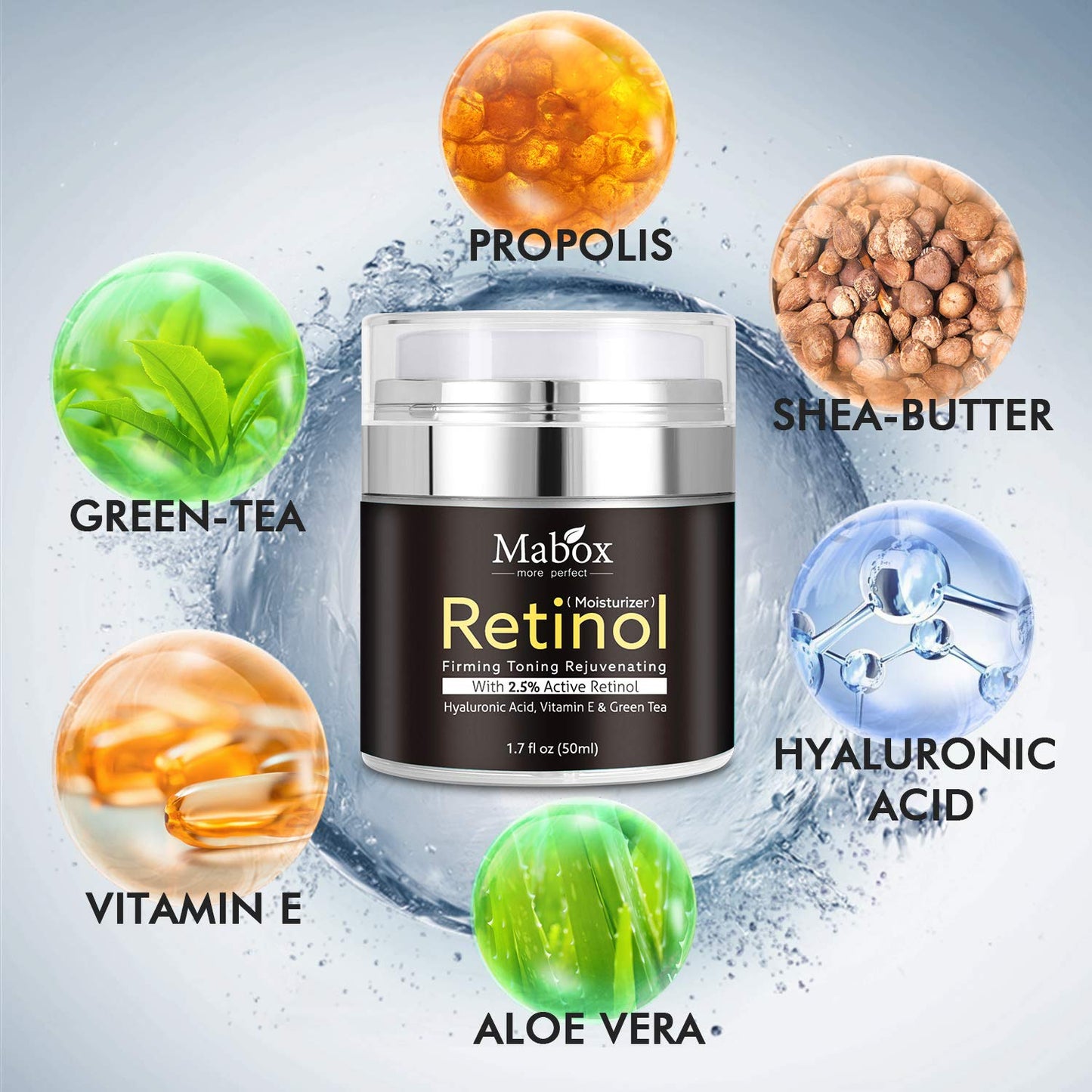 Mabox Retinol 2.5%,Hyaluronic Acid With Vitamin E Cream