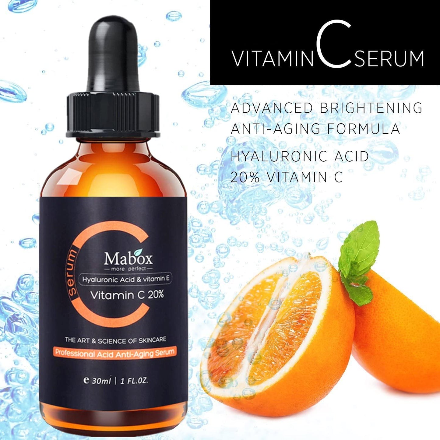 Mabox Vitamin C Serum with Organic Hyaluronic Acid and Vitamin E