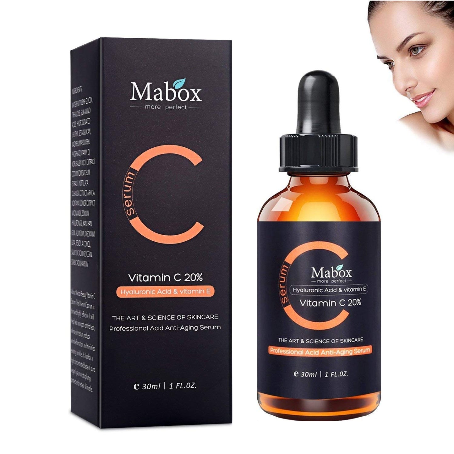 Mabox Vitamin C Serum with Organic Hyaluronic Acid and Vitamin E