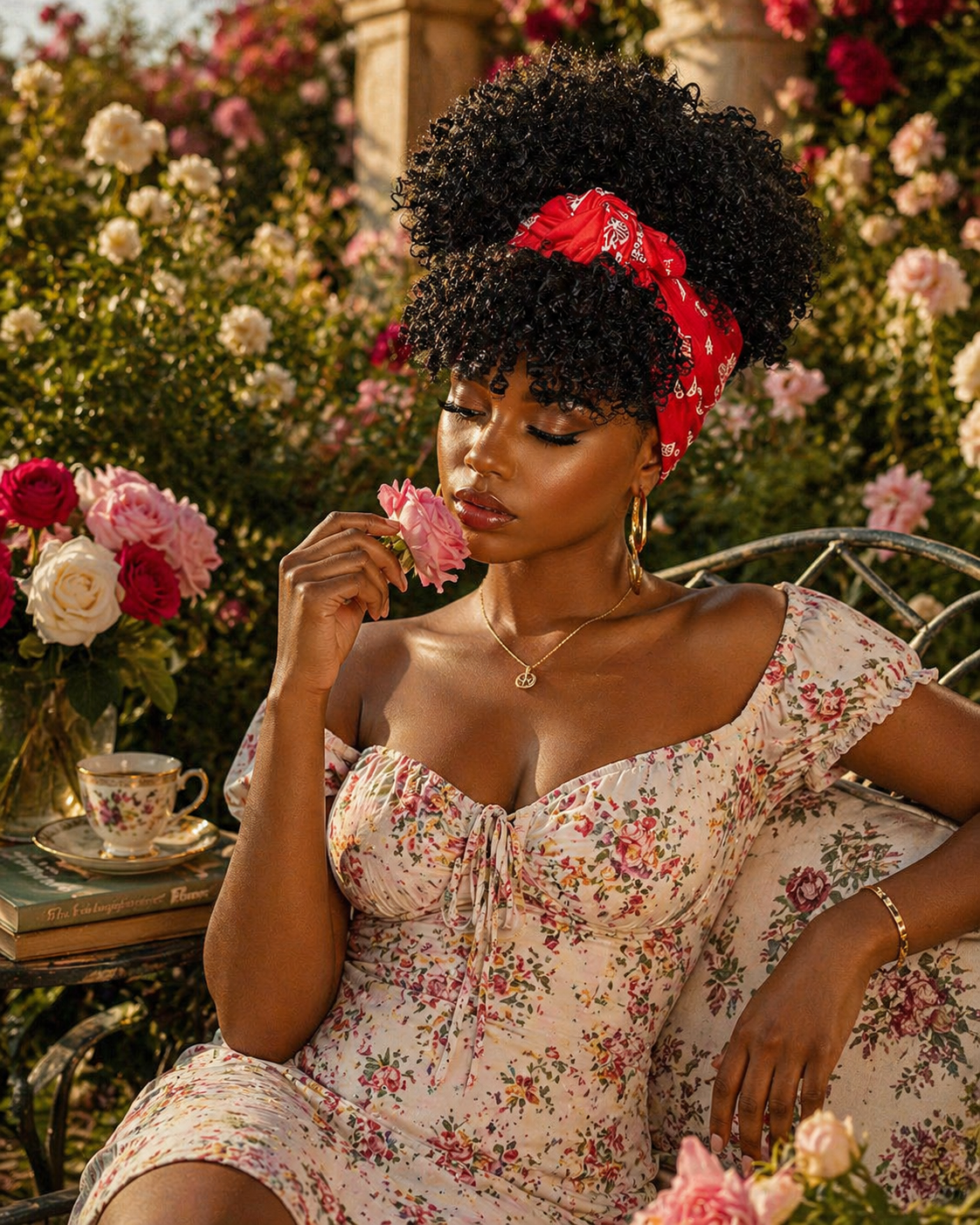 Kinky Curly Afro Puff Headband Wig with Bangs