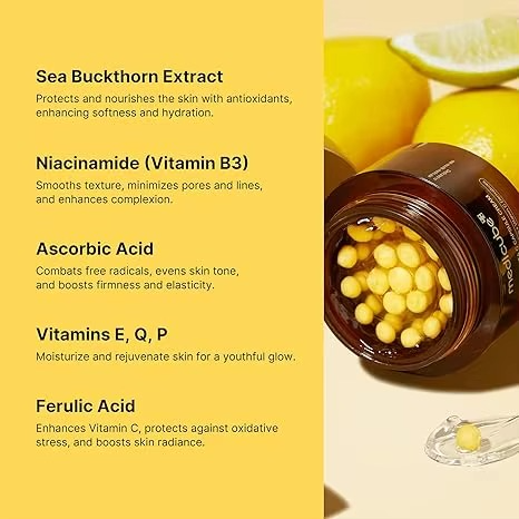 Medicube Deep Vitamin C Golden Capsule Face Moisturizer - Liposome Capsules For Wrinkles, Skin Radiance