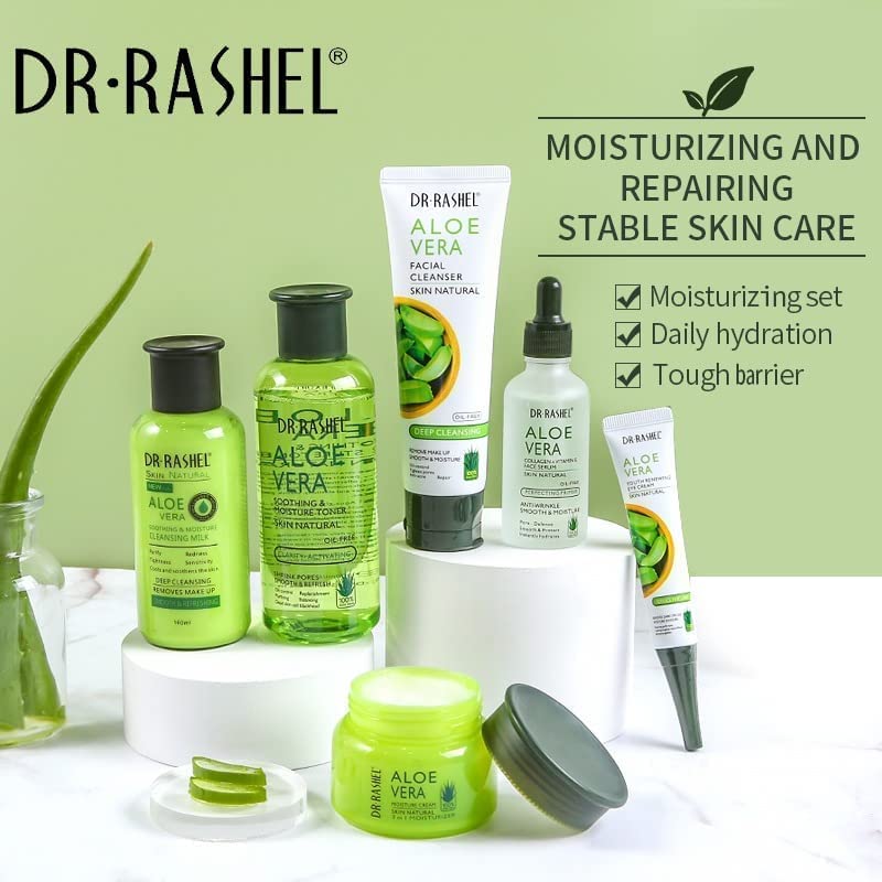 6 in 1 Dr Rashel Aloe Vera Soothing and Moisturizing Skin Care and hydration Set 6 Pieces