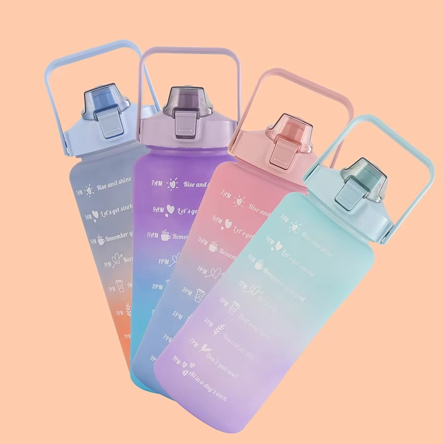 3pcs Water Bottle Set 2000ml, 900ml and 500ml Gradient Plastic Water Bottles BPA Free