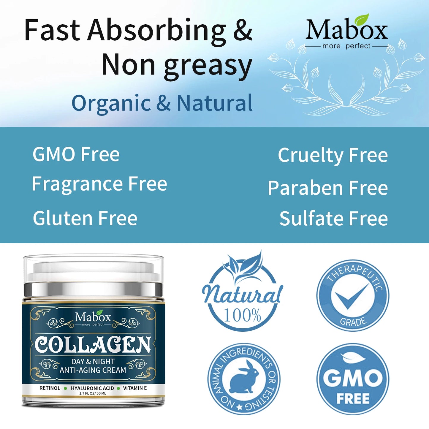 Mabox Natural  Collagen Anti Aging with Retinol, Vitamin E Day And Night Face Collagen Cream