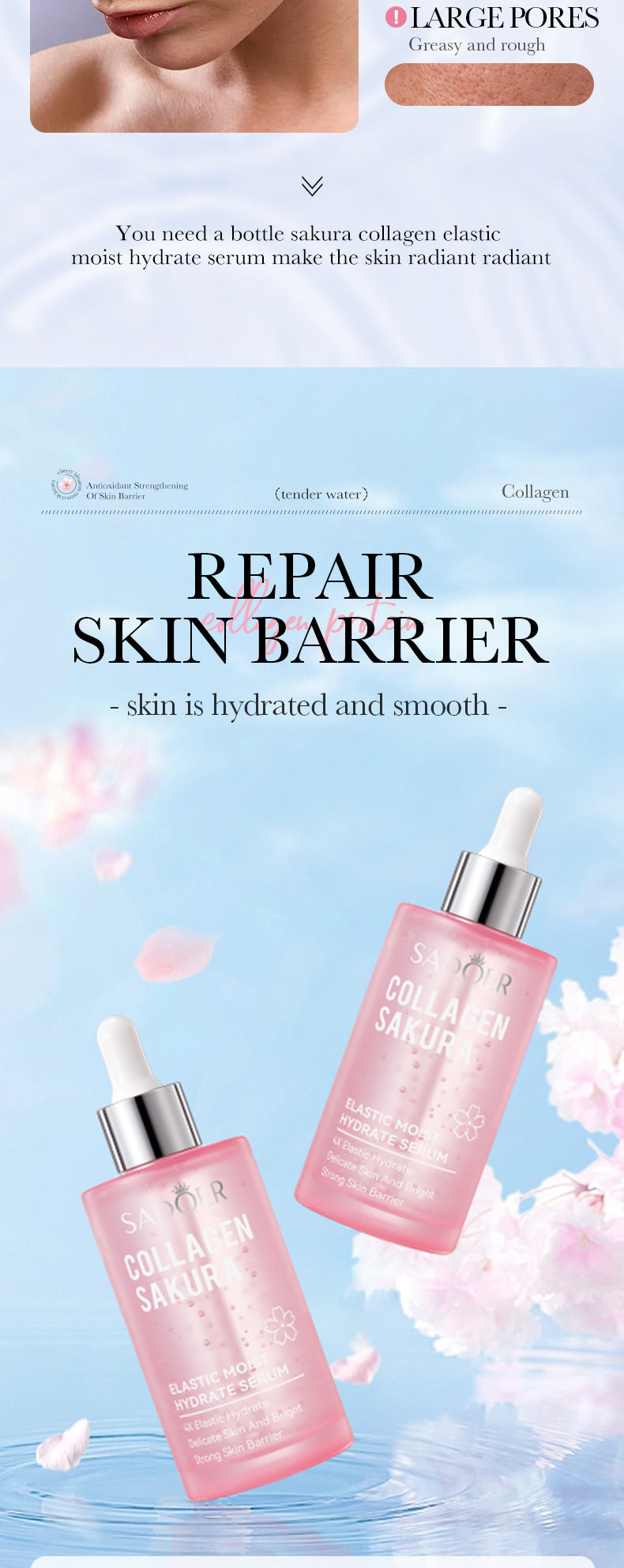 SADOER Sakura Collagen Elastic Moisturizing Essence Serum