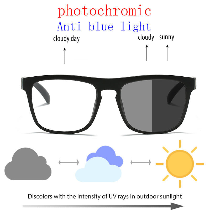 Stylish Blue Light Blocking 100% photochromic polarized Glasses for Women and Men -with a free case