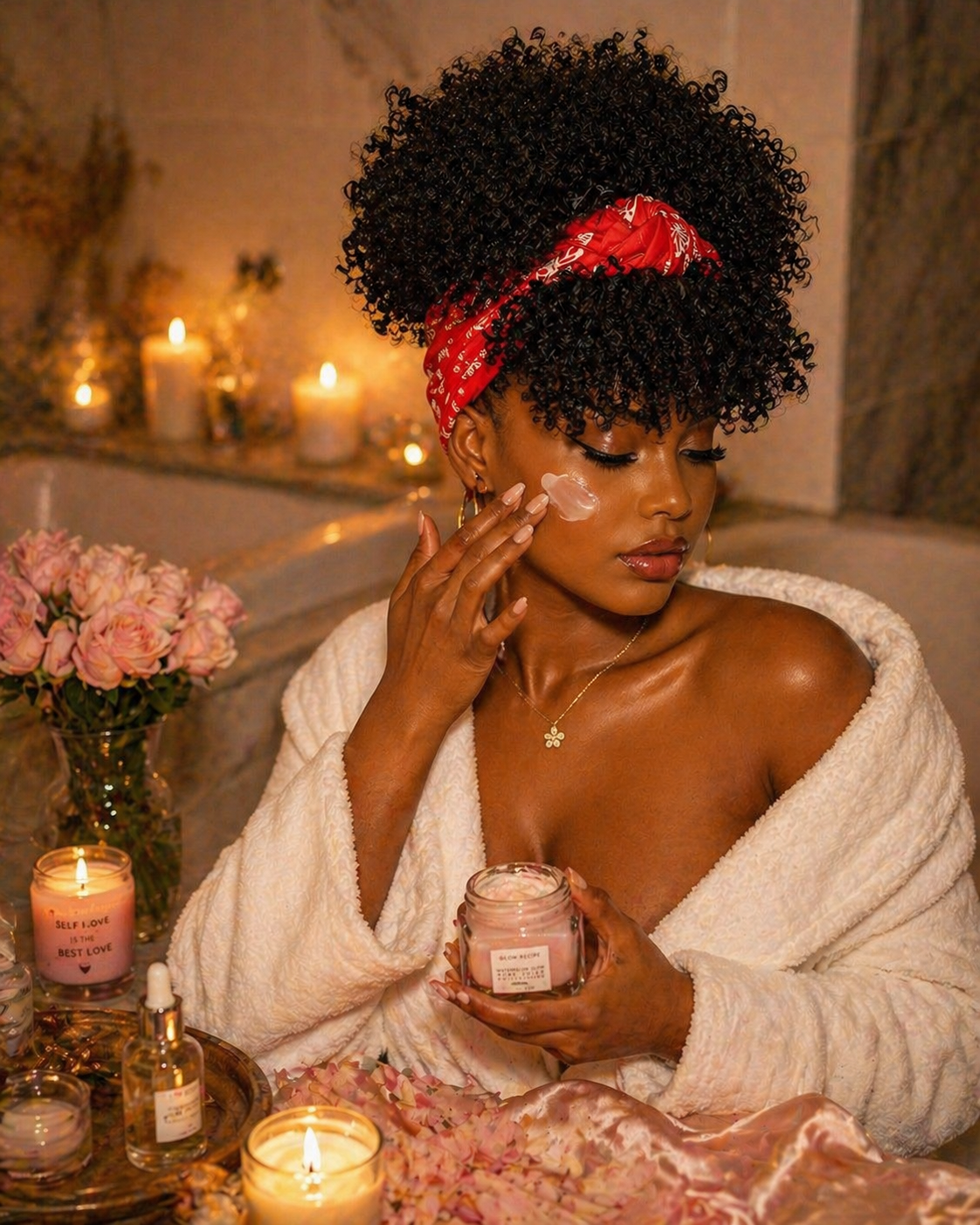 Kinky Curly Afro Puff Headband Wig with Bangs