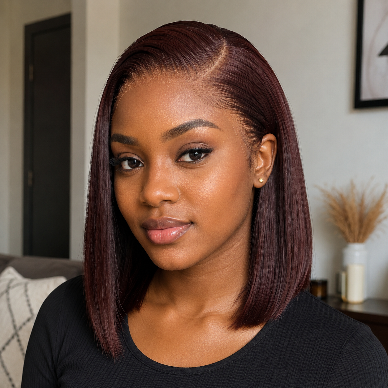 Full Frontal Lace Human Hair Blend Bob Wig
