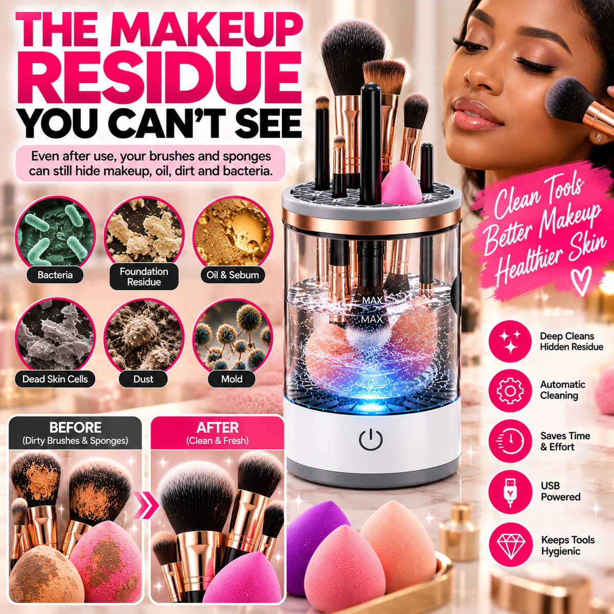 Automatic Makeup Brush &amp; Beauty Blender Cleaner
