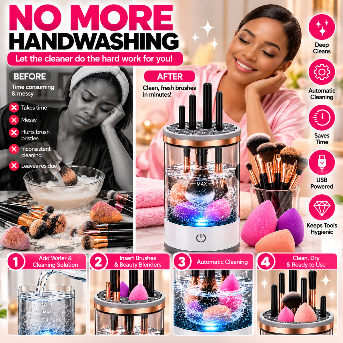 Automatic Makeup Brush &amp; Beauty Blender Cleaner