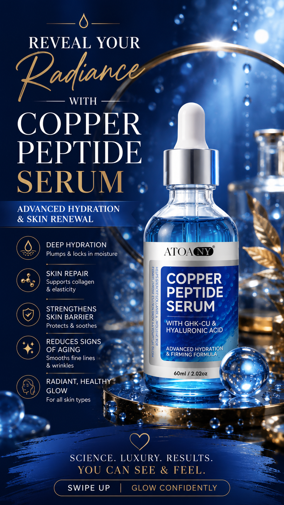 Anti Aging Copper peptides Collagen Face Serum