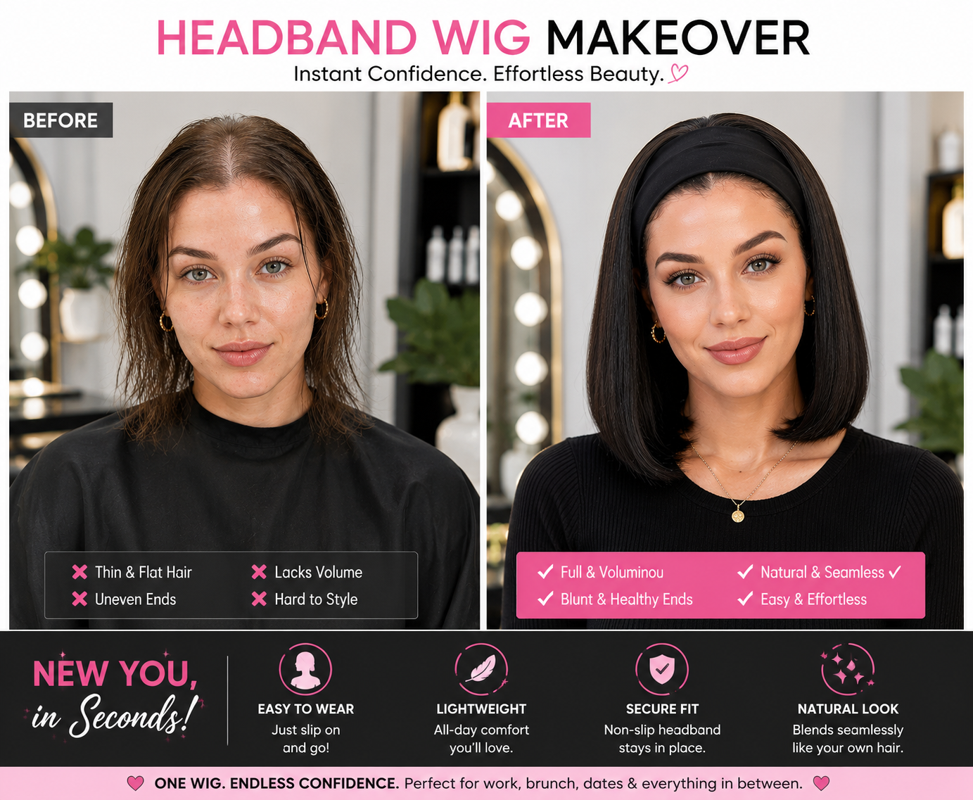 Stylish Bob Cut Headband Wig