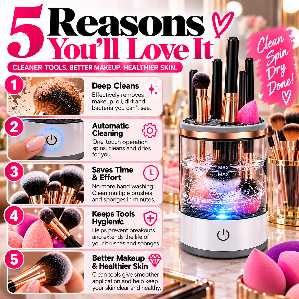 Automatic Makeup Brush &amp; Beauty Blender Cleaner