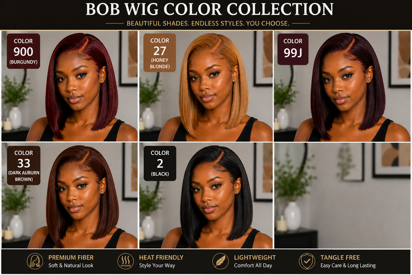 Full Frontal Lace Human Hair Blend Bob Wig