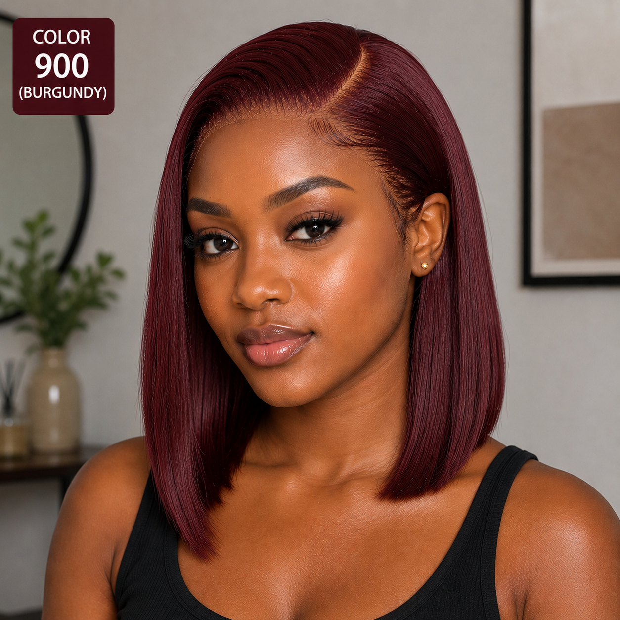 Full Frontal Lace Human Hair Blend Bob Wig