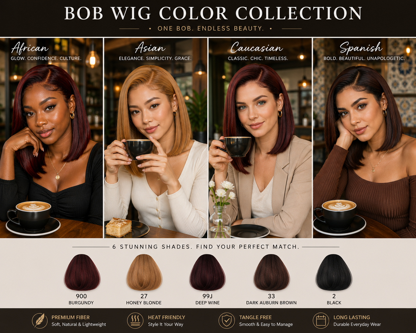 Full Frontal Lace Human Hair Blend Bob Wig