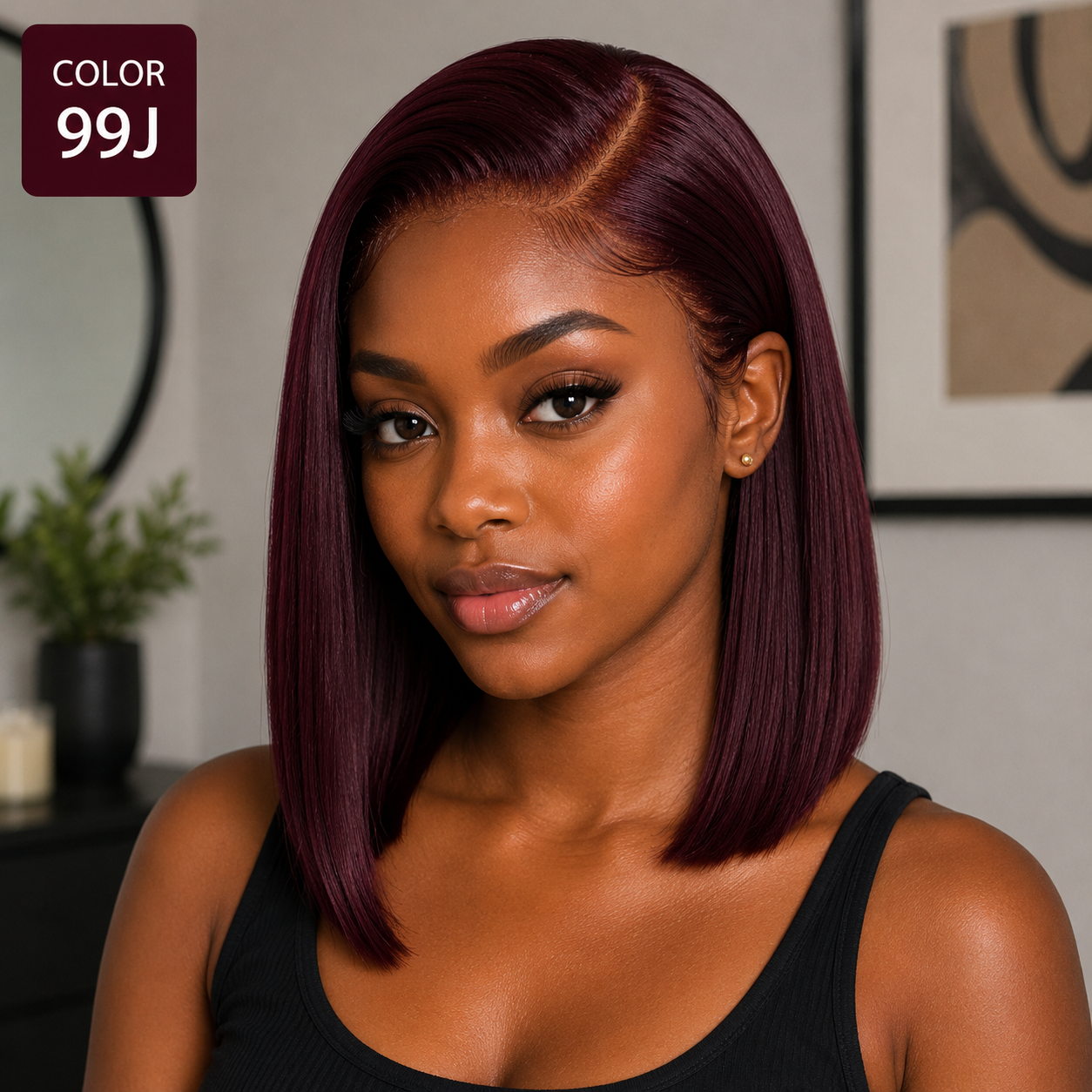 Full Frontal Lace Human Hair Blend Bob Wig