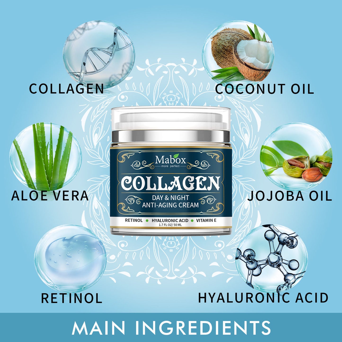 Mabox Natural  Collagen Anti Aging with Retinol, Vitamin E Day And Night Face Collagen Cream