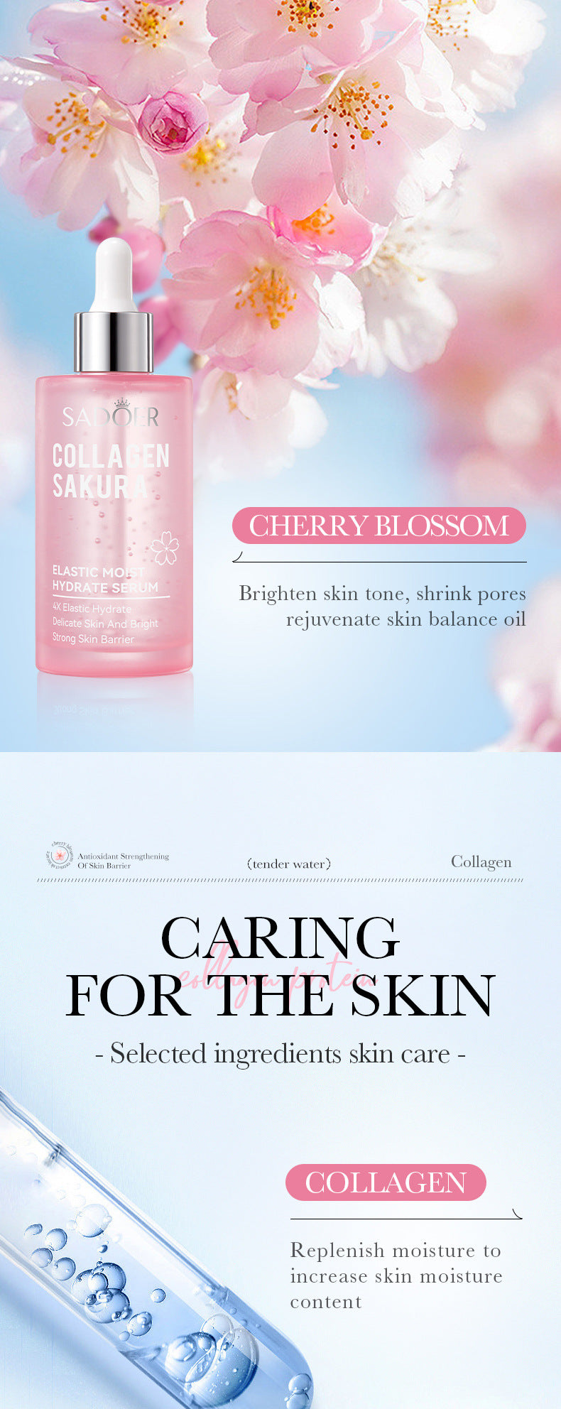 SADOER Sakura Collagen Elastic Moisturizing Essence Serum