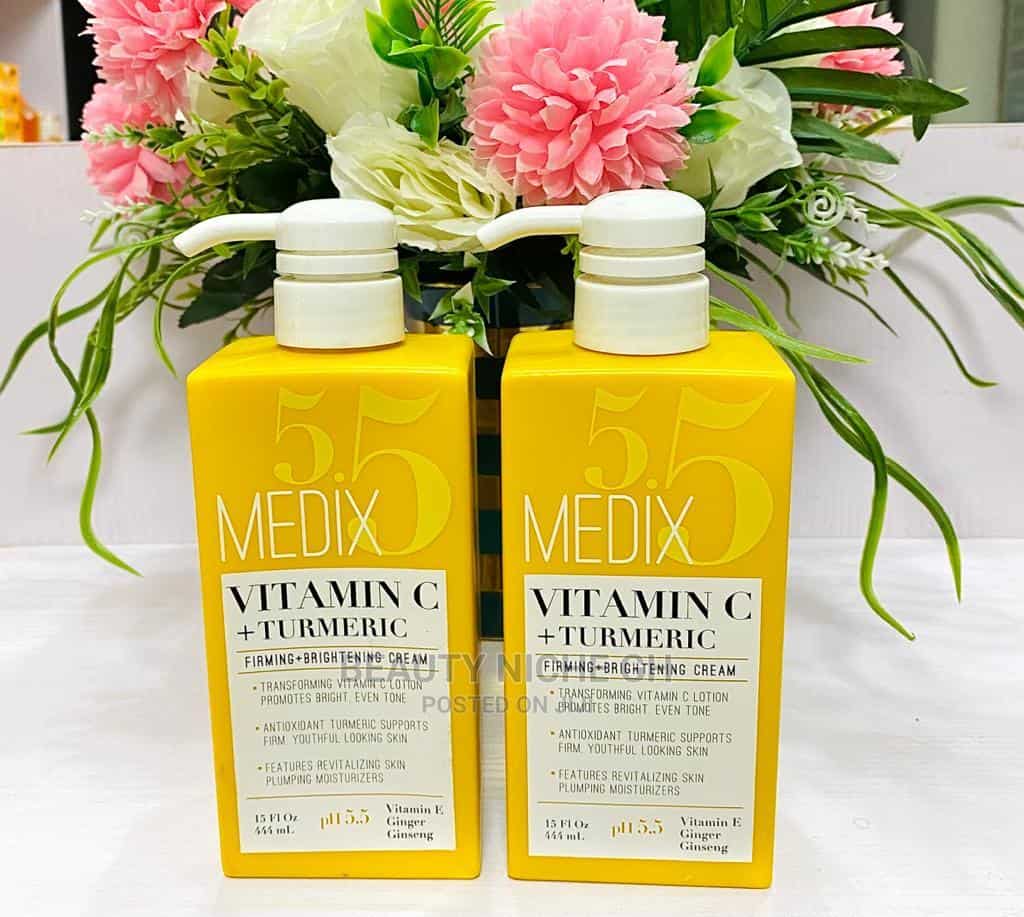 Medix 5.5 Vitamin C Cream w/ Turmeric for Face and Body. Firming & Brightening Cream for Age Spots, Dark Spots and Sun Damaged Skin.