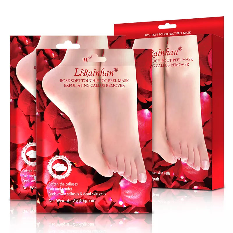 2 pairs Red Rose Exfoliating Foot Mask Effective for Dry and Cracked feet, Baby soft feet