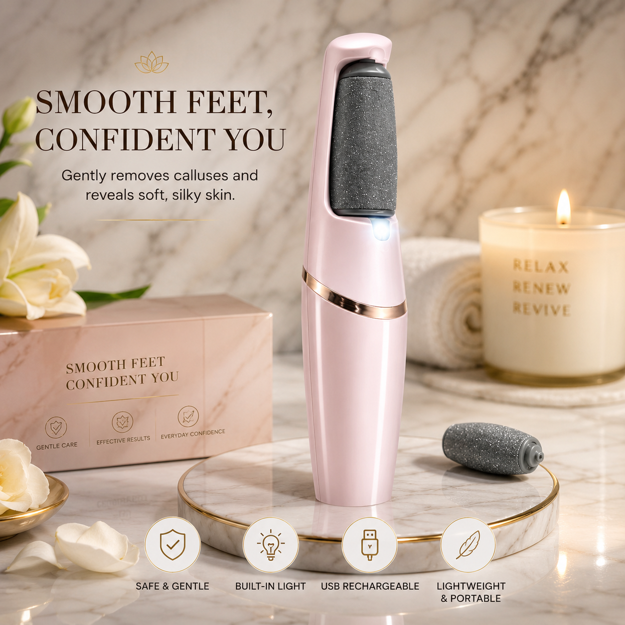Rechargeable Electric Foot File Callus Remover for smooth soft feet