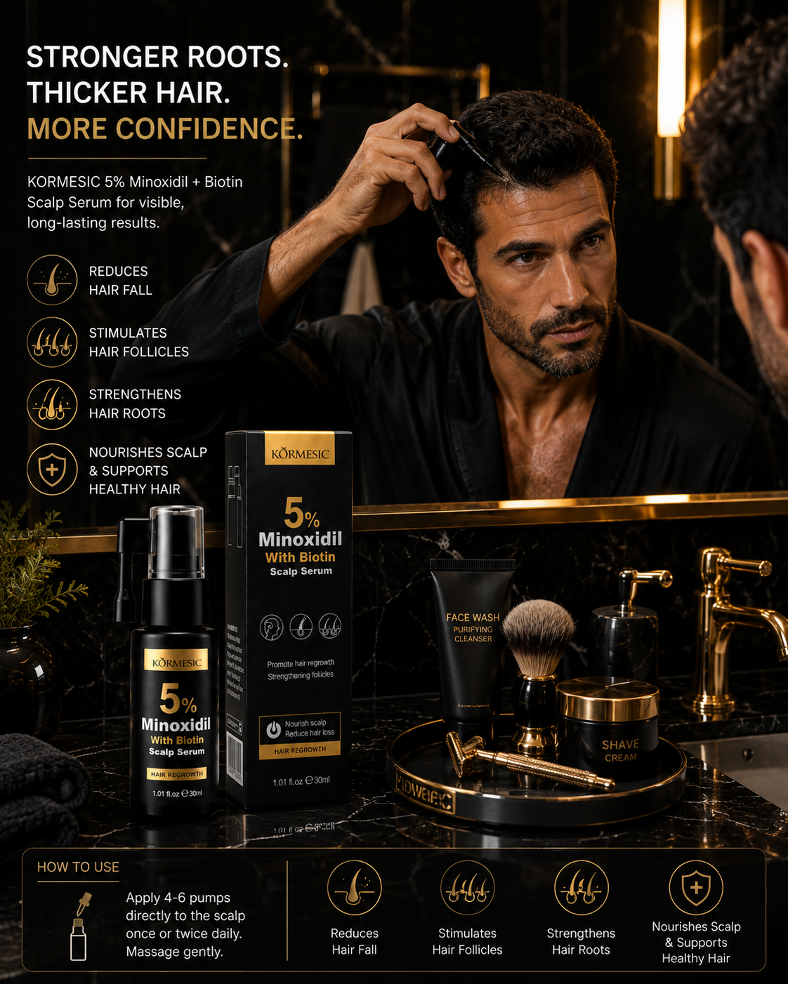 Kormesic 5% Minoxidil With Biotin – Advanced Hair Regrowth Scalp Serum