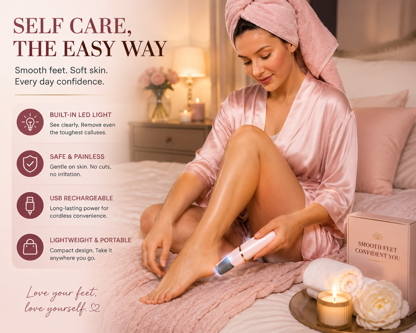 Rechargeable Electric Foot File Callus Remover for smooth soft feet