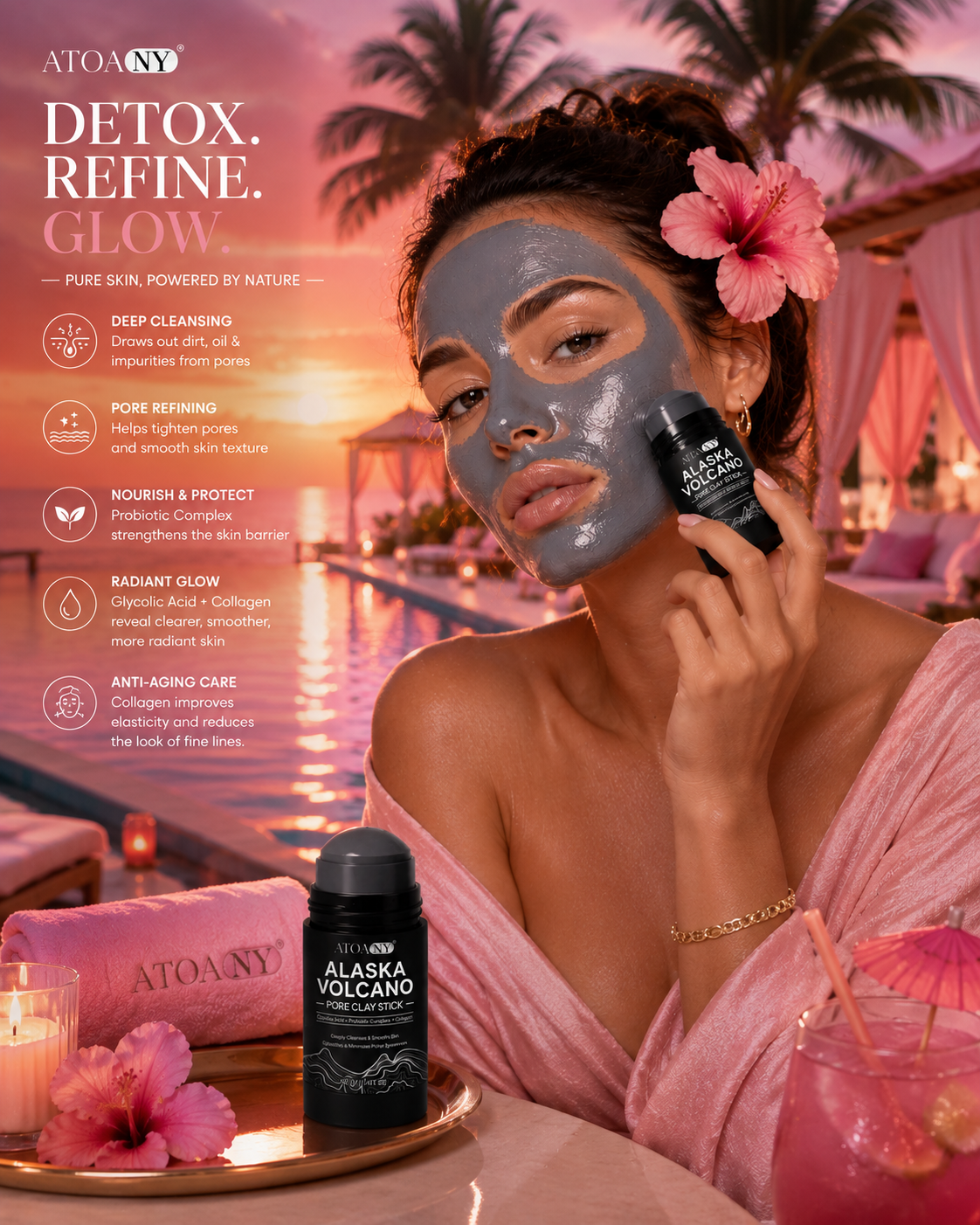 ATOANY Alaska Clay Purifying Facial Mask – Deep Cleansing, Pore Refining & Oil Control (40g)