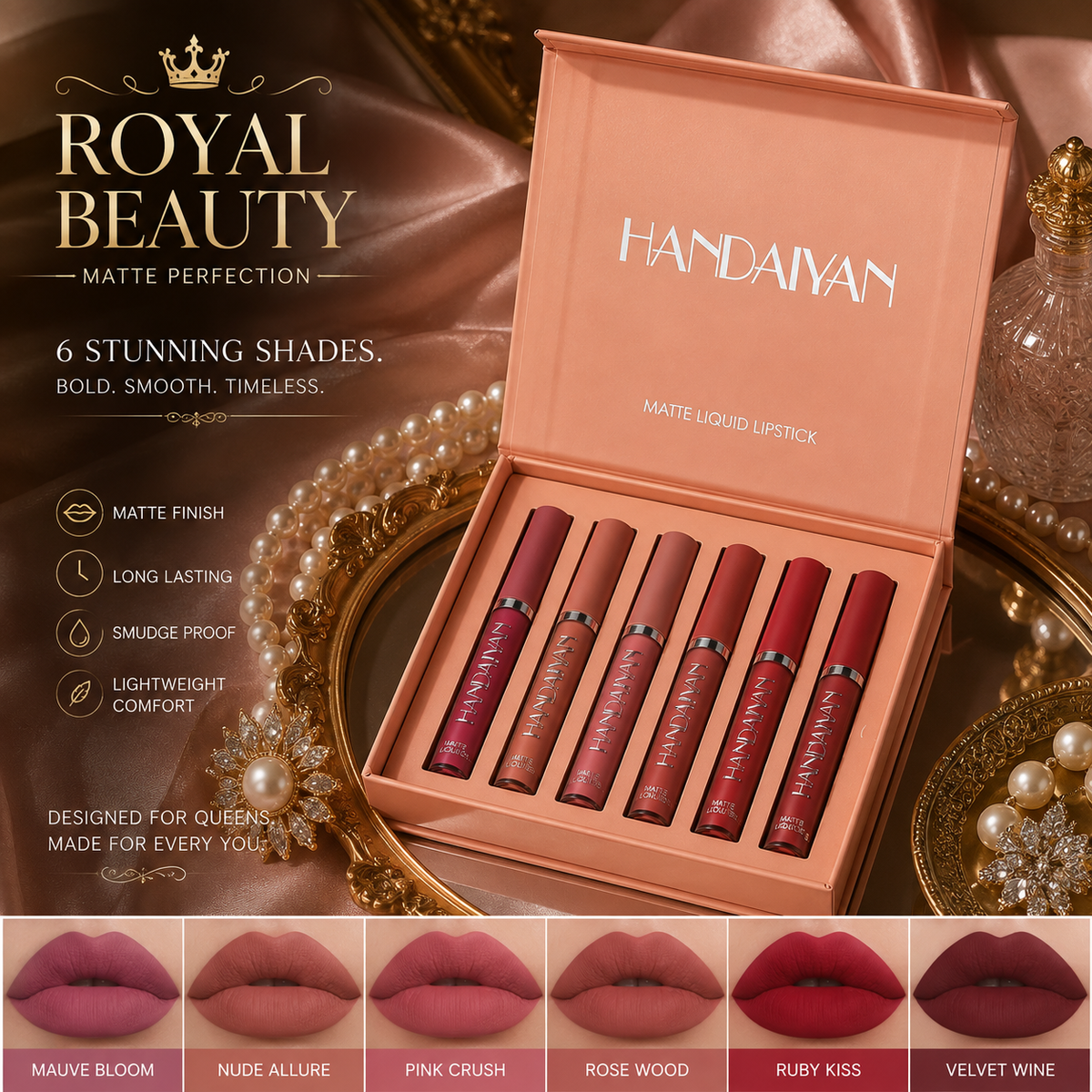 6pc Handaiyan Matte Lipstick Set A